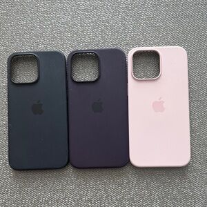 Apple iPhone Silicone Case Trio - Midnight, Plum, and Soft Pink